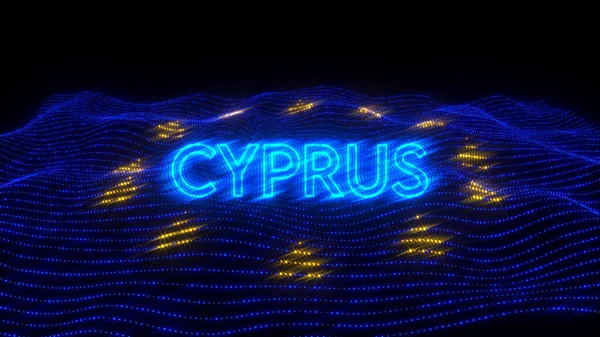 Rendering Cyprus European Union Country Written Neon Letters Flag — Stock Photo, Image