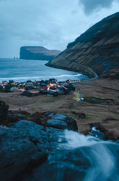 Μια Όμορφη Θέα Του Χωριού Tjornuvik Στο Streymoy Νησιά Φερόε — Φωτογραφία Αρχείου