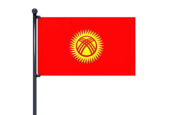 Uma Ilustração Bandeira Quirguistão Com Pólo Bandeira Cromada Sobre Fundo — Fotografia de Stock