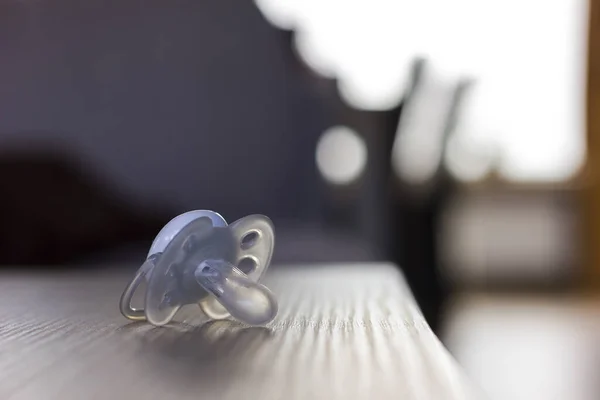 Closeup Baby Pacifier Soother Wooden Table — Stock Photo, Image