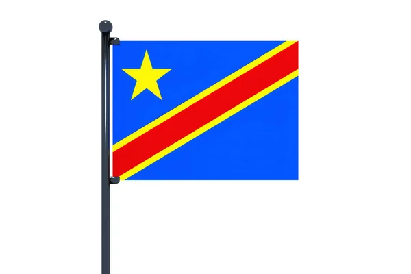 Vlag Van Congo Met Een Paal Geïsoleerd Een Witte Achtergrond — Stockfoto