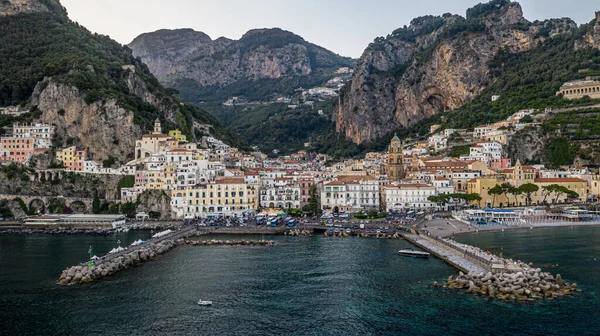 Panorama Costa Positano Itália Europa Fotos Tiradas Por Drone Verão — Fotografia de Stock