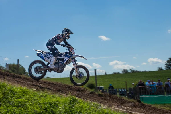 Motociclista Pista Motocross Gaildorf Alemanha — Fotografia de Stock