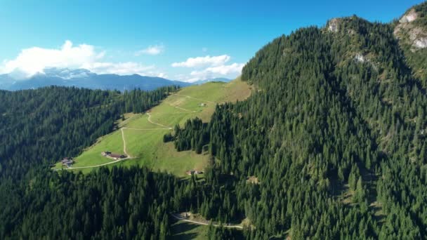 Dağlık Bir Dağ Manzarasının Insansız Hava Aracı Görüntüsü Alp Çayırları — Stok video