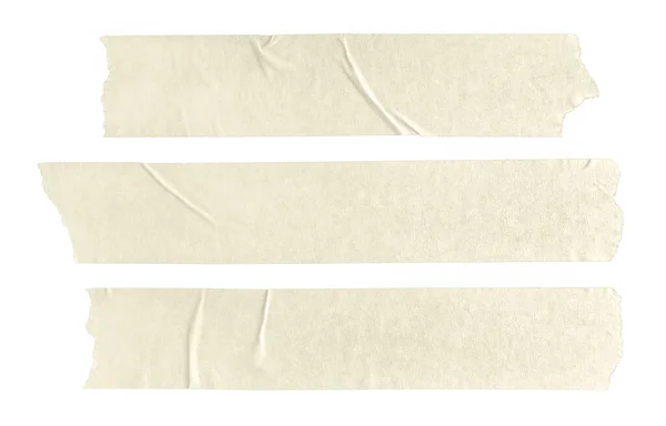 Набір Трьох Бежевих Порожніх Наклейок Паперової Стрічки Ізольовані Білому Тлі — стокове фото