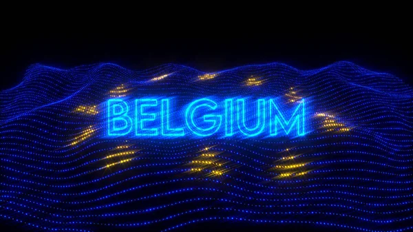 Rendering Belgium European Union Country Written Neon Letters Flag — Stock Photo, Image