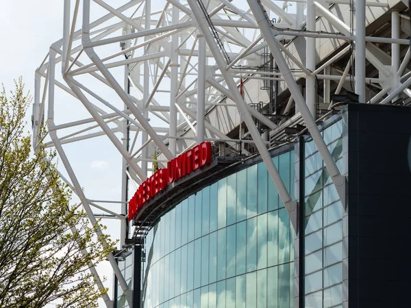 Old Trafford Manchester United Football Stadium Sign — Stock Photo, Image