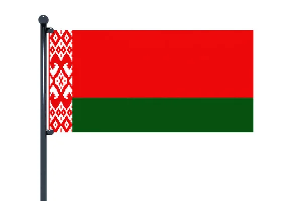 Flag Belarus Pole Isolated White Background — Stock Photo, Image