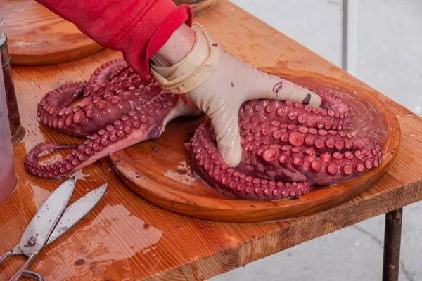 Tentáculos Pulpo Cocinado Pulpo Estilo Feira Tradición Galicia España — Foto de Stock