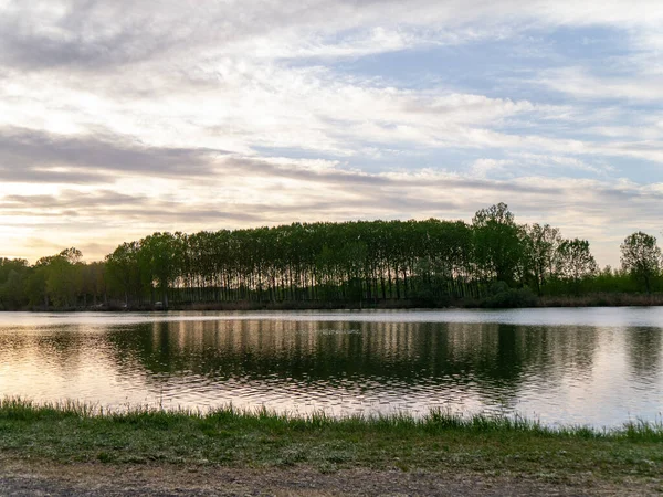 Atardecer San Nazzaro Monticelli Piacenza Emilia Romaña Italia Parque Del — Foto de Stock