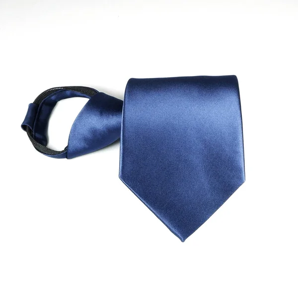 Azul Brilhante Gravata Com Zíper Fundo Branco — Fotografia de Stock