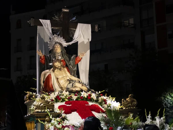 Beau Cliché Anthropomorphe Jésus Vierge Dans Les Processions Mercredi Saint — Photo
