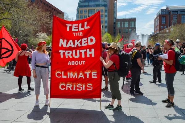Aktywiści Rebelii Zagłady Protestujący Sprawiedliwość Klimatyczną Nowym Jorku Usa — Zdjęcie stockowe