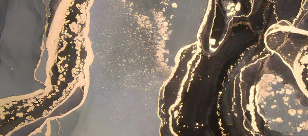 Mermer Girdapları Akik Dalgaları Altın Gri Sıvı Mermer Dokusu — Stok fotoğraf