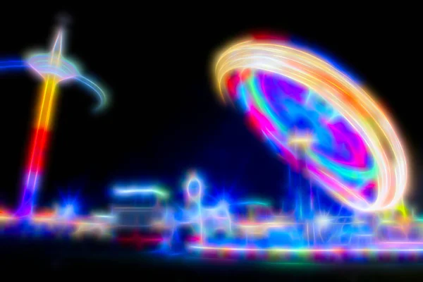 Vacker Utsikt Över Den Abstrakta Flerfärgad Funfair Spinning — Stockfoto
