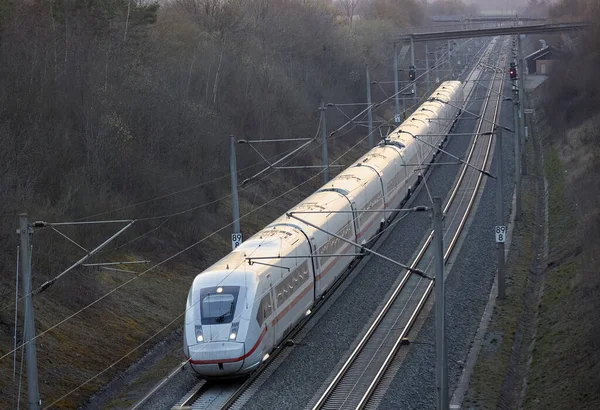 Electric Highspeed Train Passing Rapid Railway Transit Route Stuttgart Mannheim — Stock Photo, Image