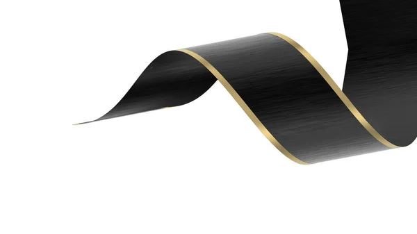 Curled Golden Silk Ribbon Gold Strips Illustration — Stock Photo, Image