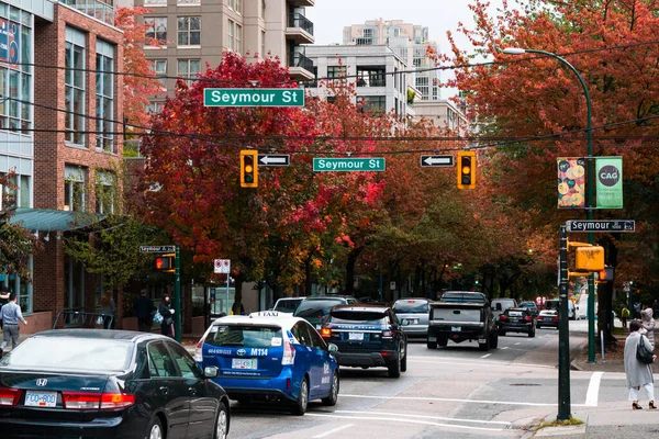 Gatuvy Över Seymour Street Crossing Vancouver — Stockfoto