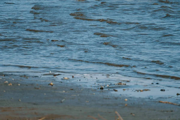 Tiro Seletivo Foco Ondas Azuis Oceano Uma Praia Ótimo Para — Fotografia de Stock