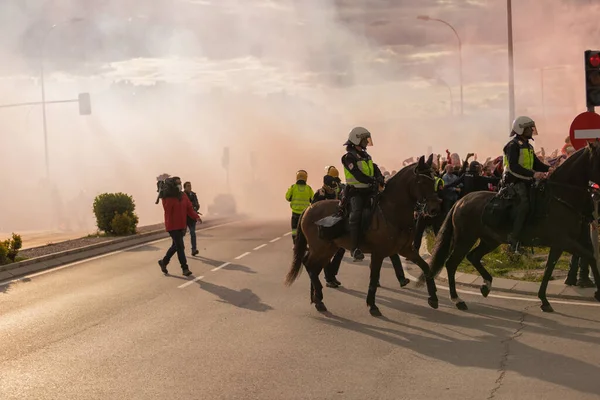 Champions League Match Madrid Hard Police Deployment — Stockfoto