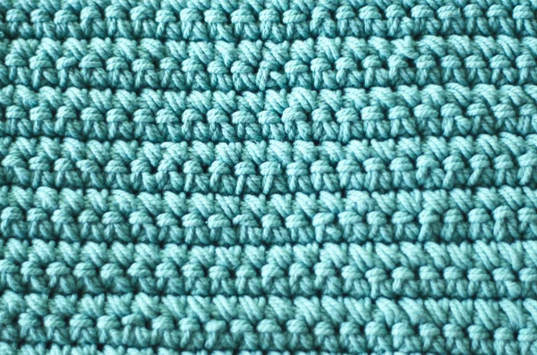 Tiro Close Tecido Azul Tricotado Com Fio — Fotografia de Stock