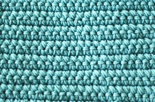 Nahaufnahme Eines Blauen Stoffes Der Mit Einem Garn Gestrickt Ist — Stockfoto