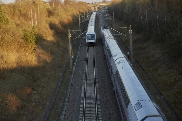 Electric Highspeed Train Passing Rapid Railway Transit Route Stuttgart Mannheim — Stock Photo, Image