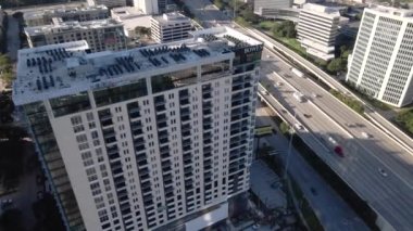 Houston şehir merkezindeki modern binaların hava manzarası, TX