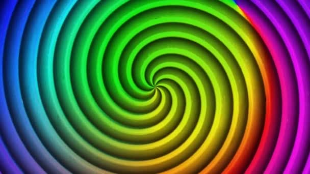 一个色彩斑斓的圆形螺旋形旋转背景无休止的循环 — 图库视频影像