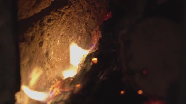 Nahaufnahme Eines Brennenden Holzes Einem Ofen — Stockvideo