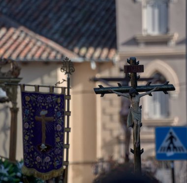 İspanya 'nın Astorga şehrindeki Kutsal Hafta Geçit Töreni