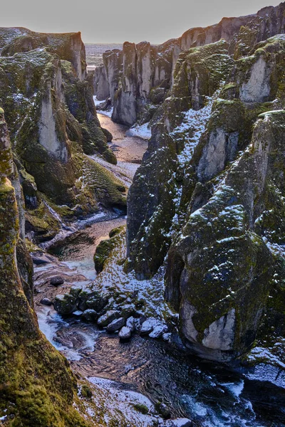 Каньйон Fjadrargljufur Південна Ісландія Річка Fjadra Біля Kirkjubaejarklaustur Річка Звивається — стокове фото