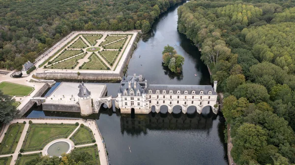 Luftaufnahme Des Chateau Chenonceau Frankreich — Stockfoto