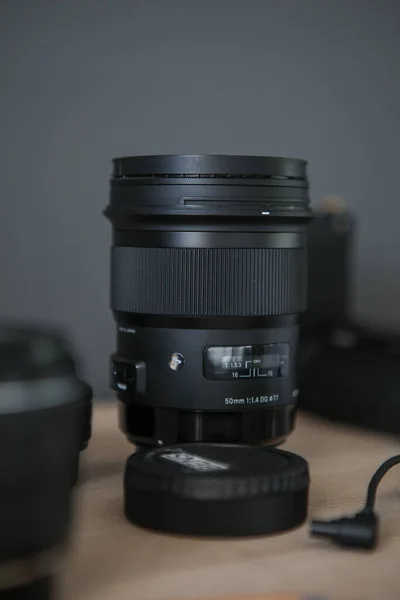 Vertical Shot Camera Lens Content Creation Gear — Stock Photo, Image