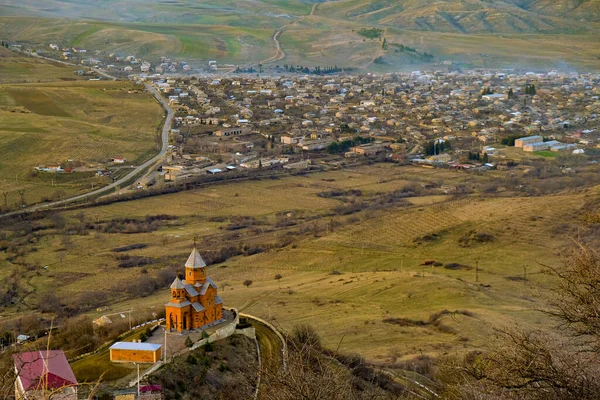 Αεροφωτογραφία Του Χωριού Koghb Στην Αρμενία Την Ξεχωριστή Εκκλησία Του — Φωτογραφία Αρχείου