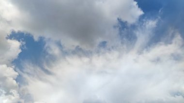 Mavi gökyüzünde hareket eden tüylü bulutların hızlandırılmış videosu