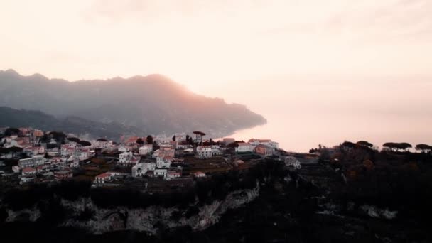 Pemandangan Udara Desa Ravello Pantai Amalfi — Stok Video
