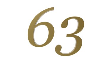 Altın 63 rakamlı metal 3D çizim