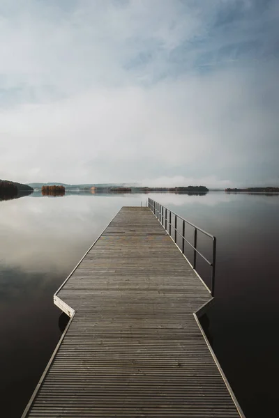 Morgonlandskap Från Finska Lappland Med Brygga — Stockfoto