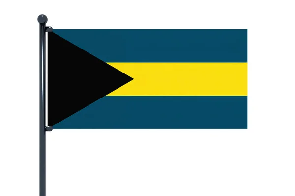 Bahamalar Bayrağı Beyaz Arka Planda Izole Edilmiş Bir Sırıkla — Stok fotoğraf