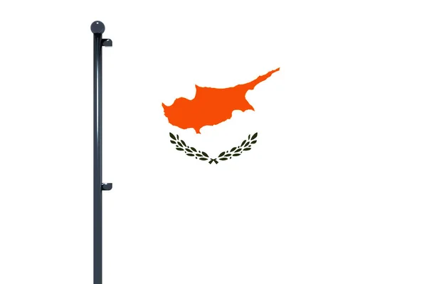 Bandeira Chipre Com Pólo Isolado Sobre Fundo Branco — Fotografia de Stock