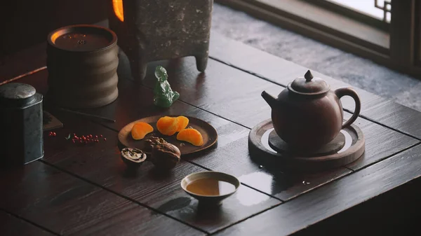 中国風中国茶セットとテーブル — ストック写真