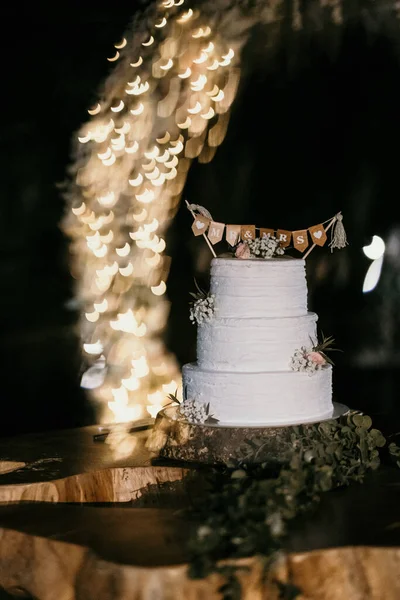 Closeup White Wedding Cake — Stock Photo, Image