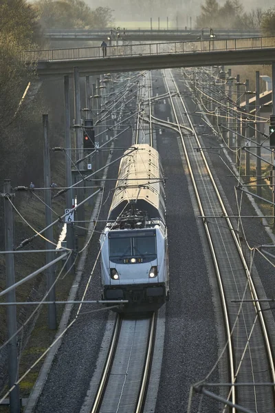 Electric Highspeed Train Passing Rapid Railway Transit Route Stuttgart Mannheim — Stock Photo, Image