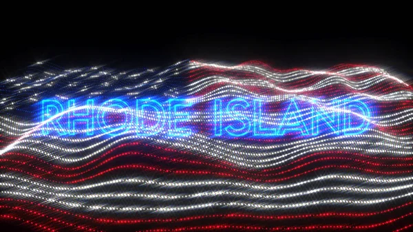 Een Weergave Van Amerikaanse Staat Rhode Island Neon Letters Met — Stockfoto