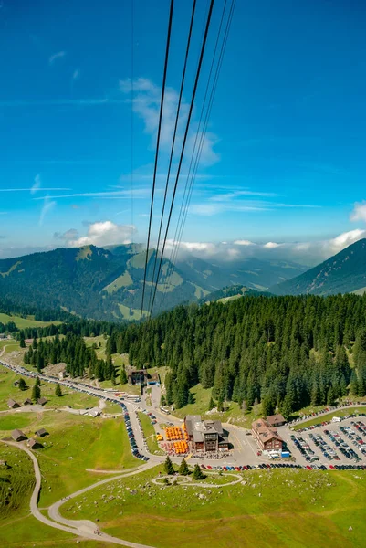 Vertical Shot Cable Car Tracks Santis Pass Schwagalp Range Switzerland — Stock Photo, Image