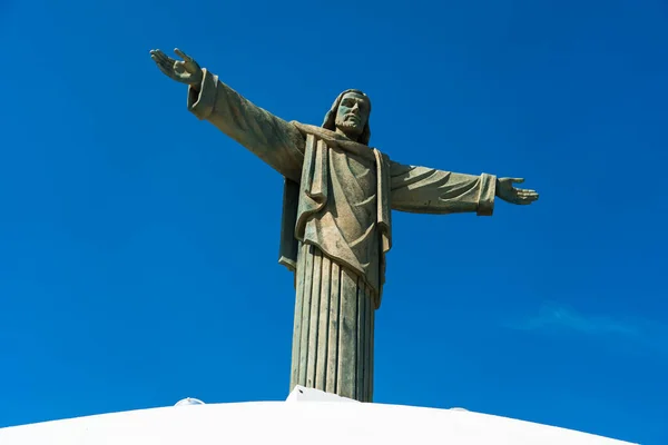 Een Close Van Jezus Standbeeld Top Van Berg Isabel Torres — Stockfoto