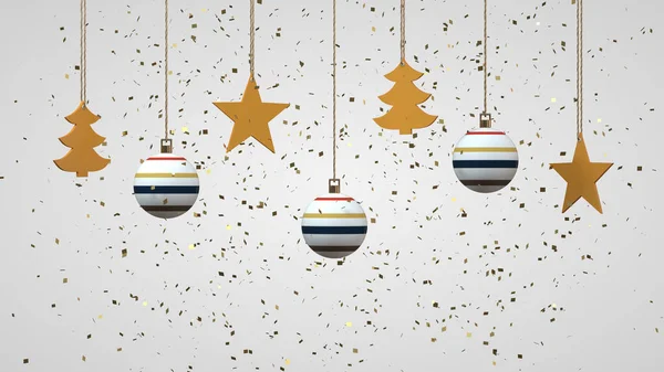 Una Ilustración Adornos Navidad Colgados Pared Sobre Fondo Brillante —  Fotos de Stock