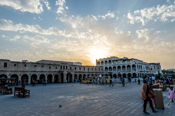 Plaza Souq Waqif Mercado Doha Estado Qatar Atardecer — Foto de Stock