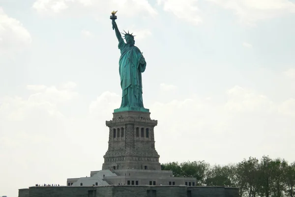 Éminente Statue Liberté Sur Ellis Island New York Aux États — Photo